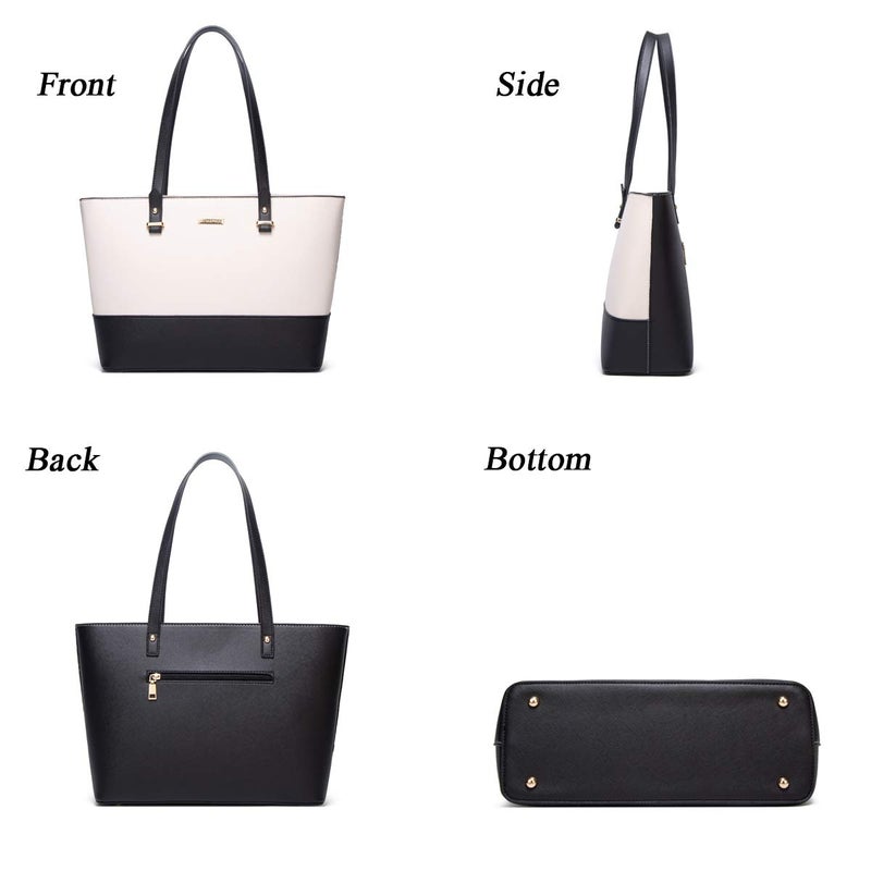 Lovematch Women Fashion Synthetic Leather Handbags Tote Bag Shoulder Bag Top Handle Satchel Purse Set 4pcs - Image 2